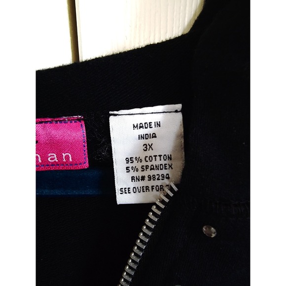 Onque Woman 3X Black Rhinestone Embellished Zip Up Hoodie‎ Plus Size - Picture 3 of 10